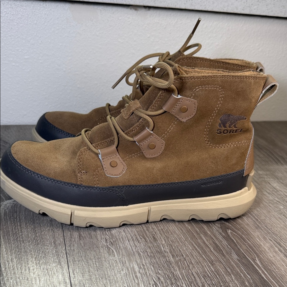 Sorel Lace-Up Suede Boots in Brown and Black